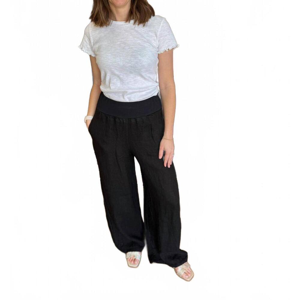 NEW SUZY D women's sultan linen pant in black